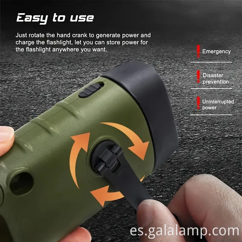 Linterna de emergencia con energía solar con lámpara de carga de manivela de mano